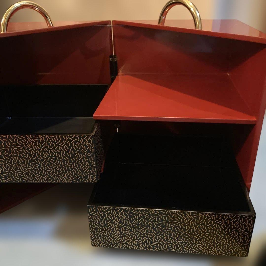 コシノヒロコ 重箱セット　おかもち　3段重　持ち手金　マルチケース　（01）