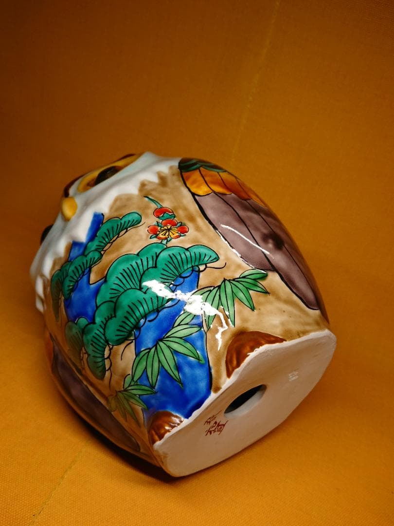 【美品】フクロウ　九谷焼　陶器　置物　インテリア　工芸品　美術品　A2563
