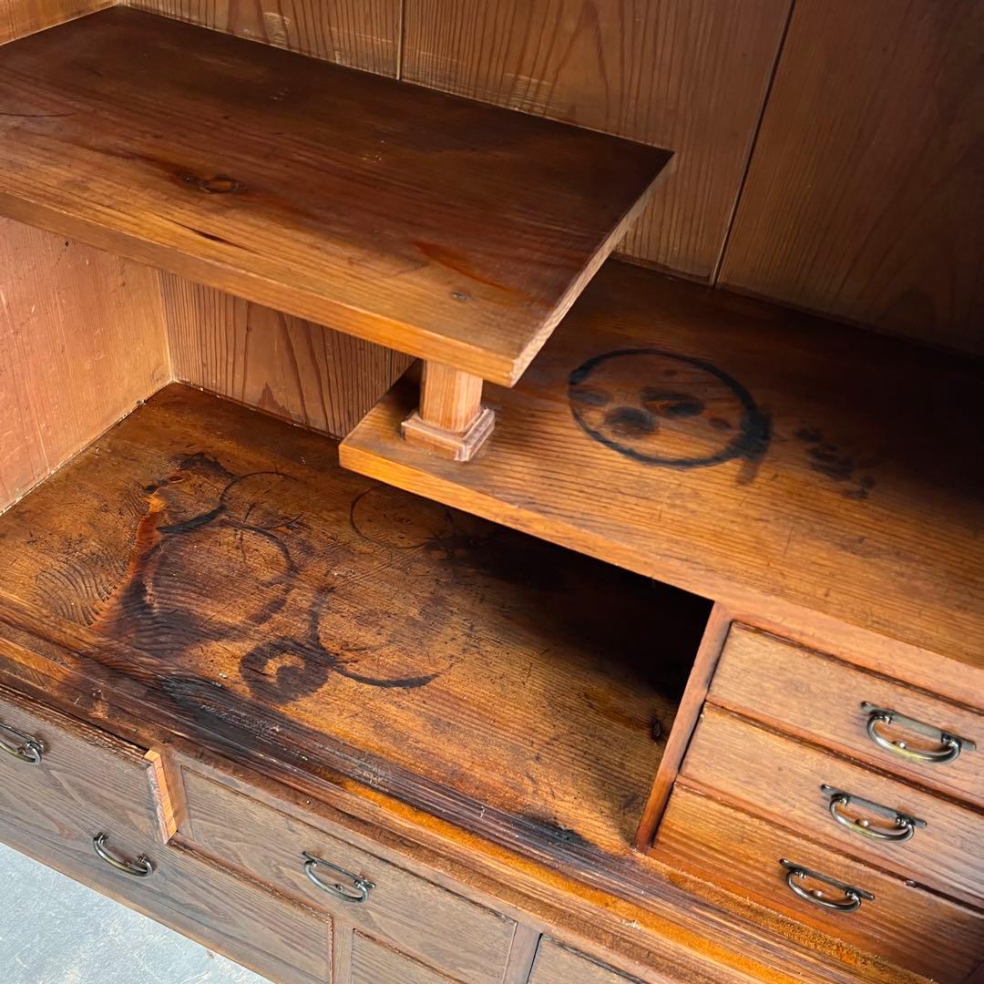 アンティーク ガラス 戸棚 キャビネット 飾り棚 昭和レトロ 無垢材 z499