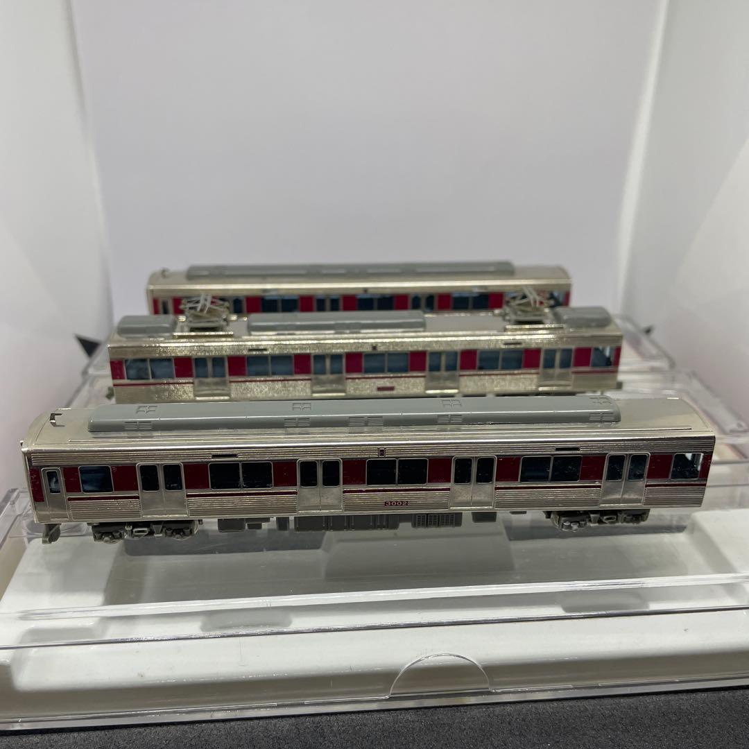 エンドウ 近鉄3000系ステンレスカ-3両ヘッドライト点灯[金属製美品