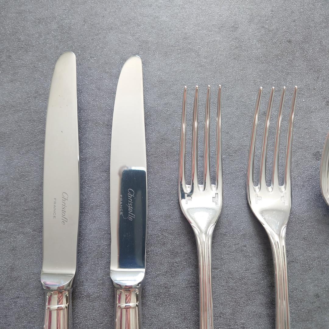 美品 クリストフル アルビ デザート ナイフ フォーク スプーン 6点
