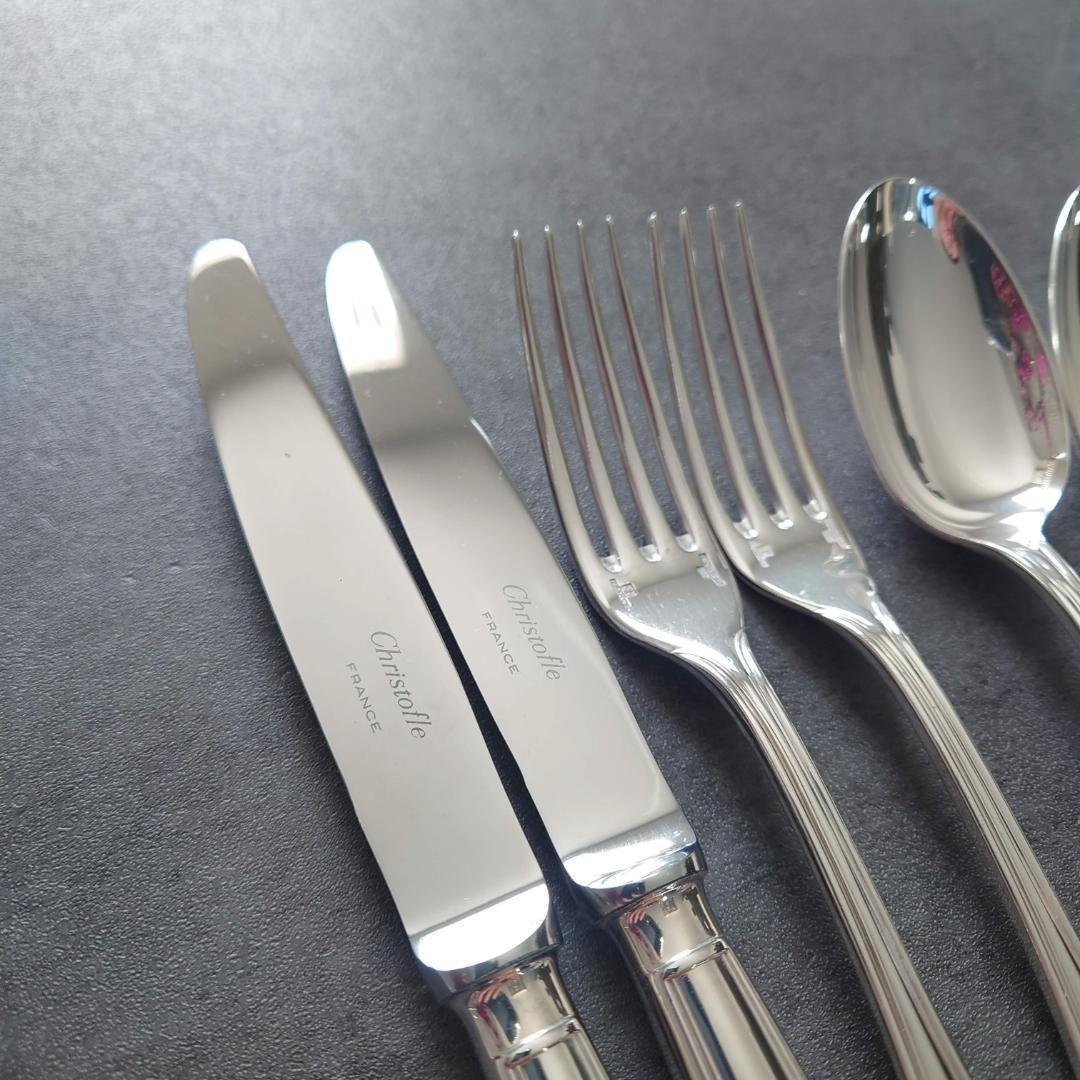 美品 クリストフル アルビ デザート ナイフ フォーク スプーン 6点