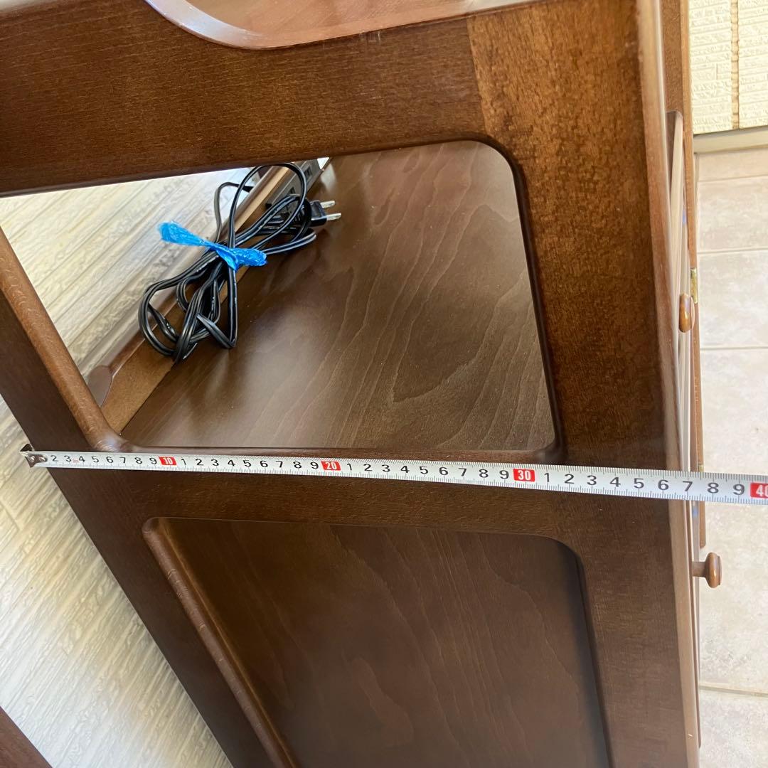 ◉カリモク◉木製サイドキャビネット 電話台 コンセント付 収納家具