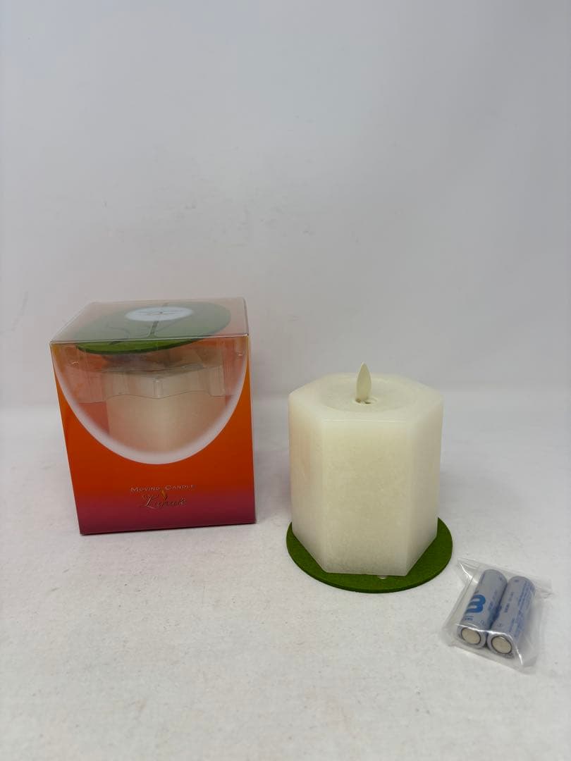 A1546ムービングキャンドルルナーテ “ヘキサゴン” オフホワイト２本セット