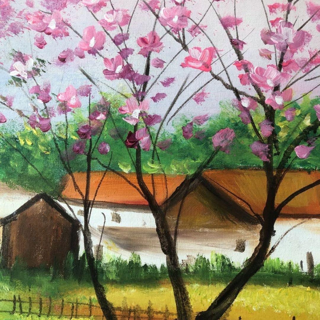 手描き 水彩油画 中国風景画 吴冠中 作品掲載図 約100×72cm - メルカリ