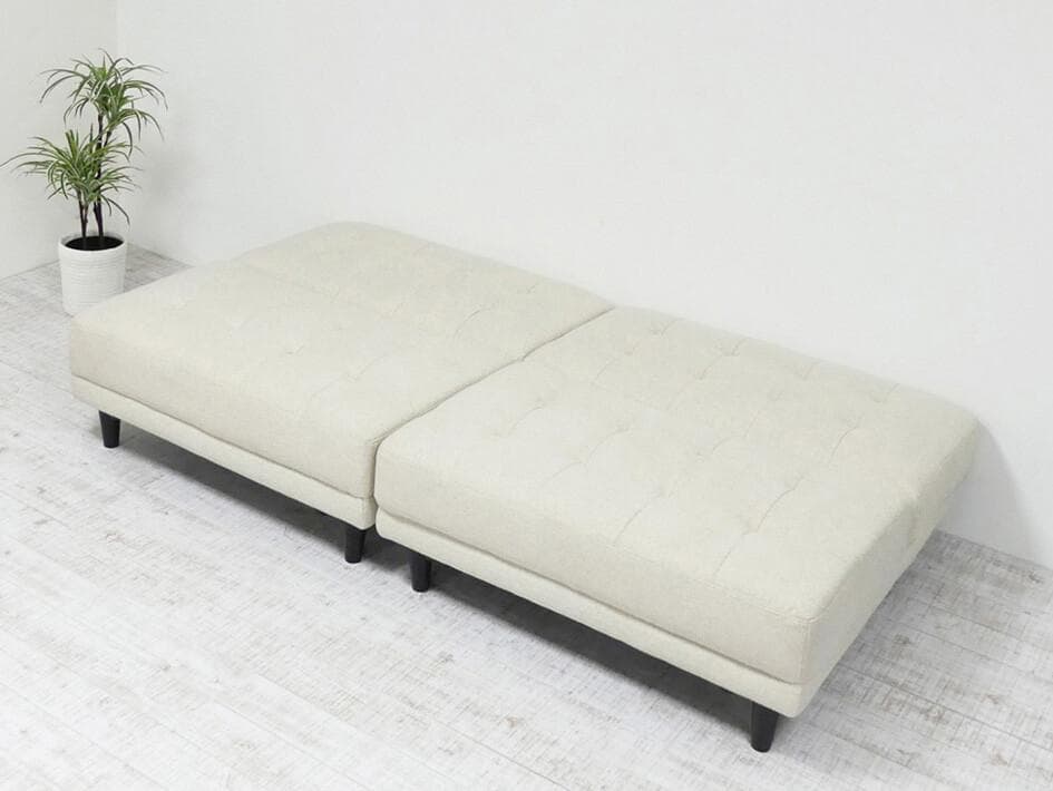 New離せるソファーベッド (クリーム)　オフホワイト白系