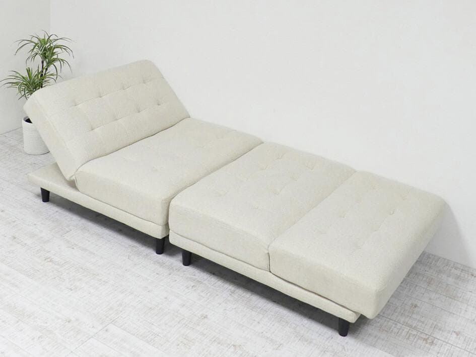New離せるソファーベッド (クリーム)　オフホワイト白系