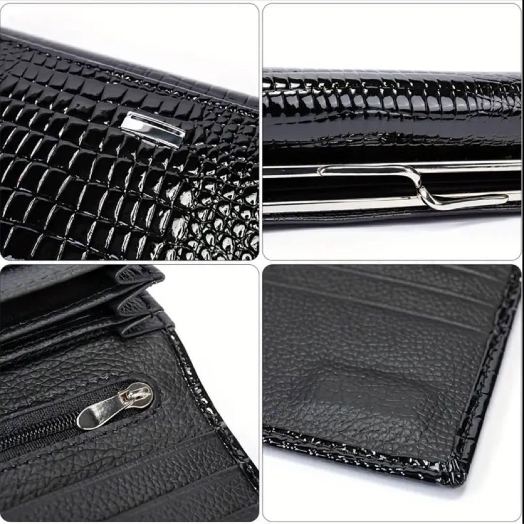 本革　高品質　財布　長財布 ブラック　黒　シンプル　牛皮