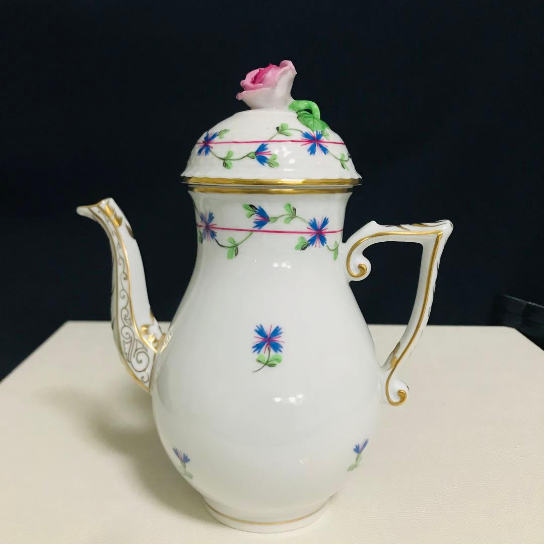 ヘレンド     コーンフラワー　矢車菊　テテアテテセット  パーティトレイ