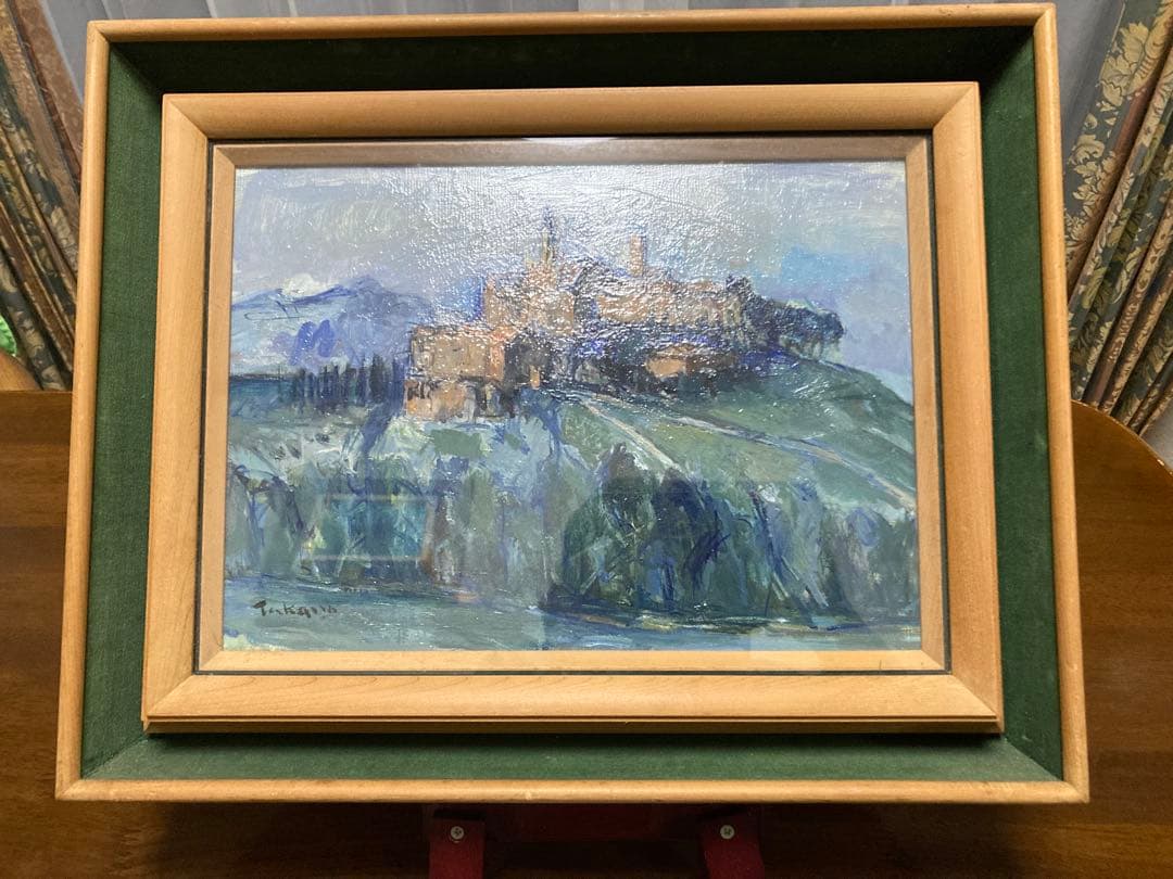 油絵 油彩画 高野雅彦 丘の上の聚落 F4号 直筆サイン有り - メルカリ