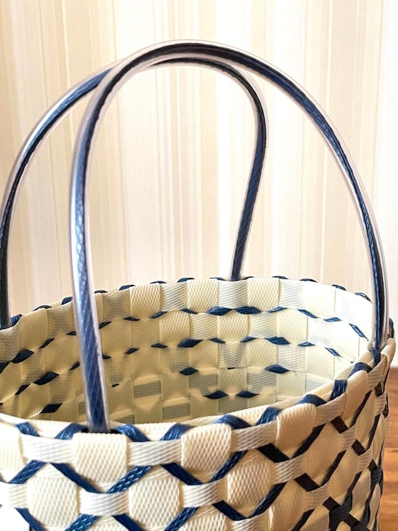 PPバンド プラかごバッグ SSサイズ 藍×クリーム No.7154 - メルカリ