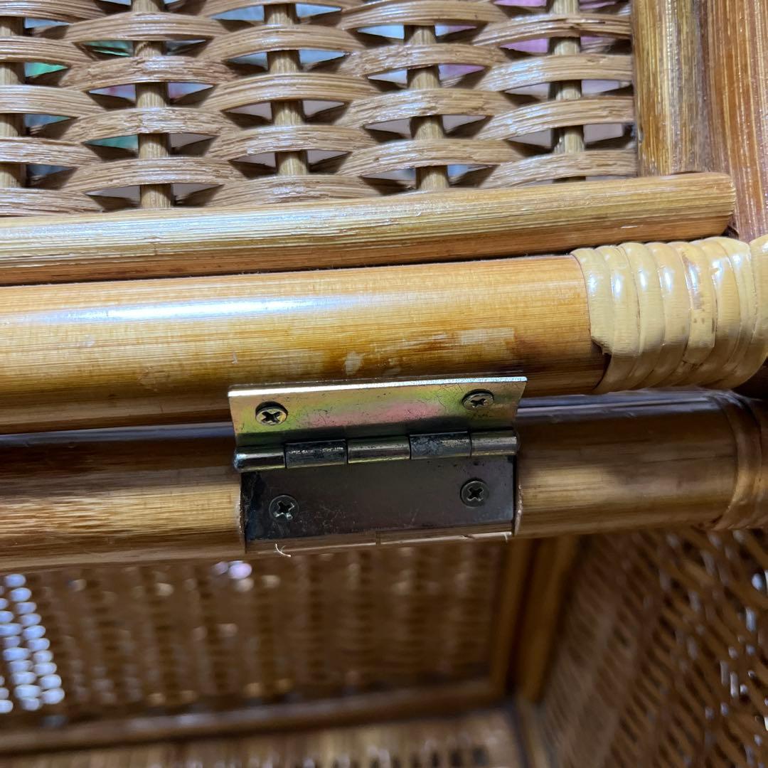 ラタン2段ランドリーラックキャスター付き