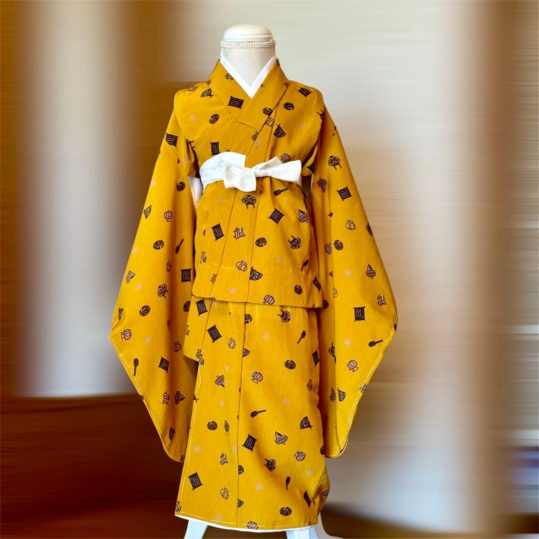 七五三 男の子 被布セット 青×からし色 3歳 フルセット 専用箱