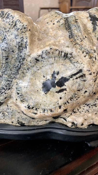 骨董品☆貴重！ナポレオン原石鑑賞石(また時計石)台座付