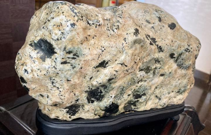 骨董品☆貴重！ナポレオン原石鑑賞石(また時計石)台座付