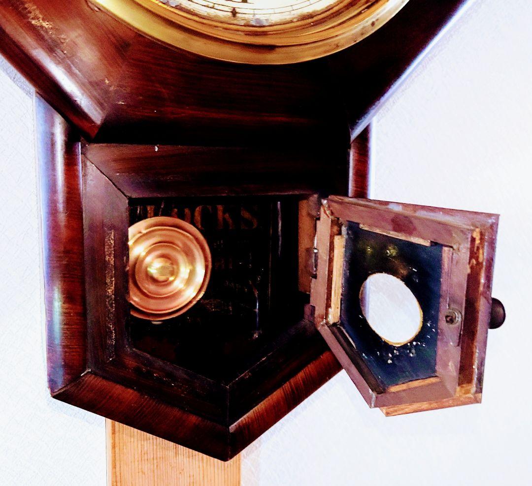 〈完動・美品〉林市兵衛時計製造　日の出鶴ラベル　金筋八角合長ゼンマイ 振り子時計