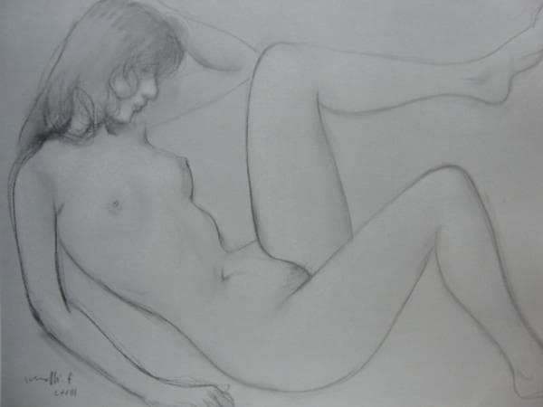 古沢岩美、デッサン 101、希少大判画集画、新品額装付、状態良好