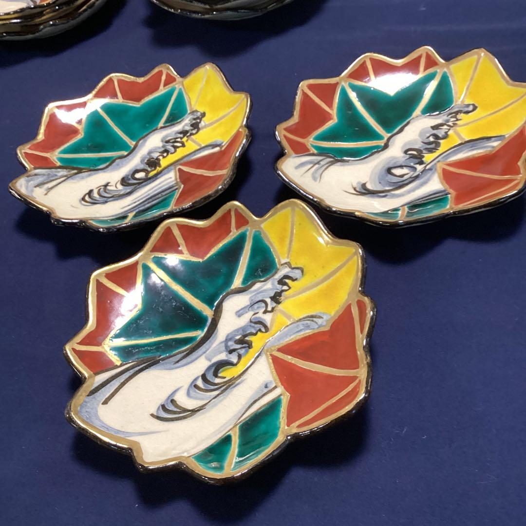 淵金京焼乾山写立田川向付12客　　山澤松篁作　新品未使用