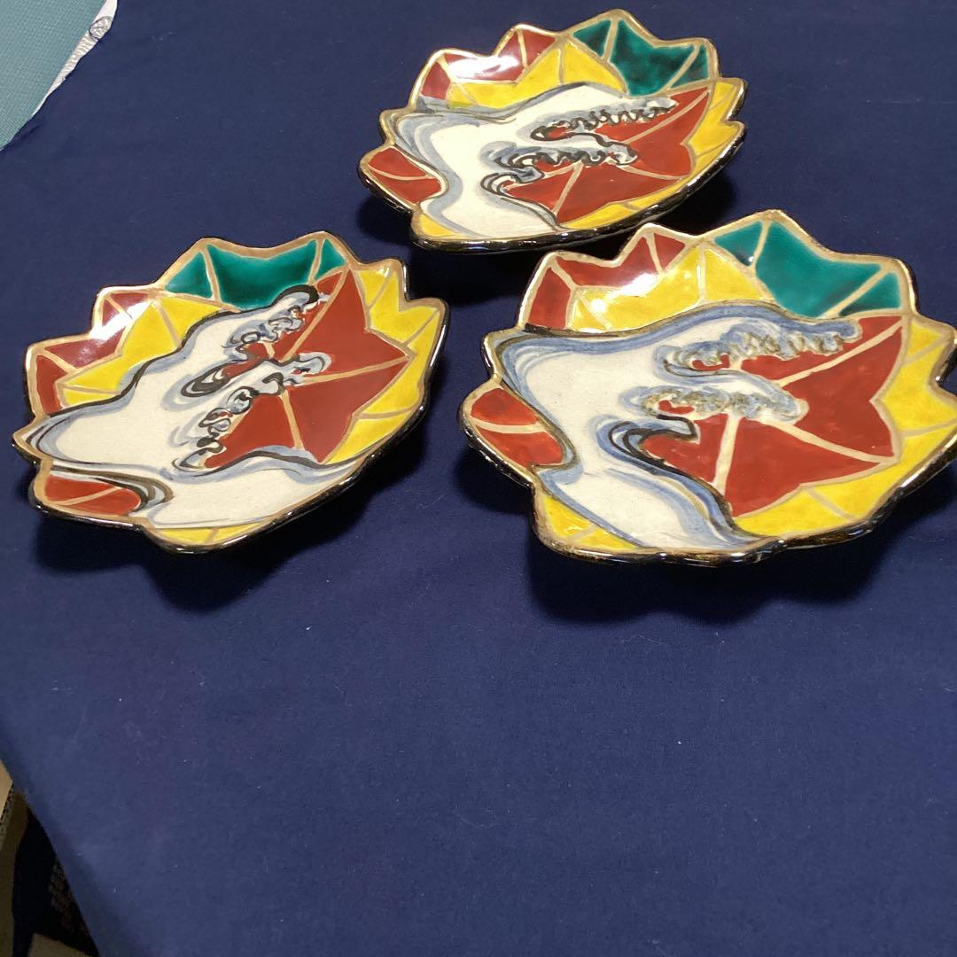 淵金京焼乾山写立田川向付12客　　山澤松篁作　新品未使用