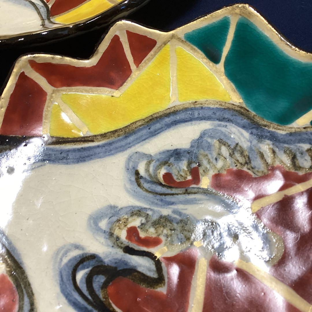 淵金京焼乾山写立田川向付12客　　山澤松篁作　新品未使用