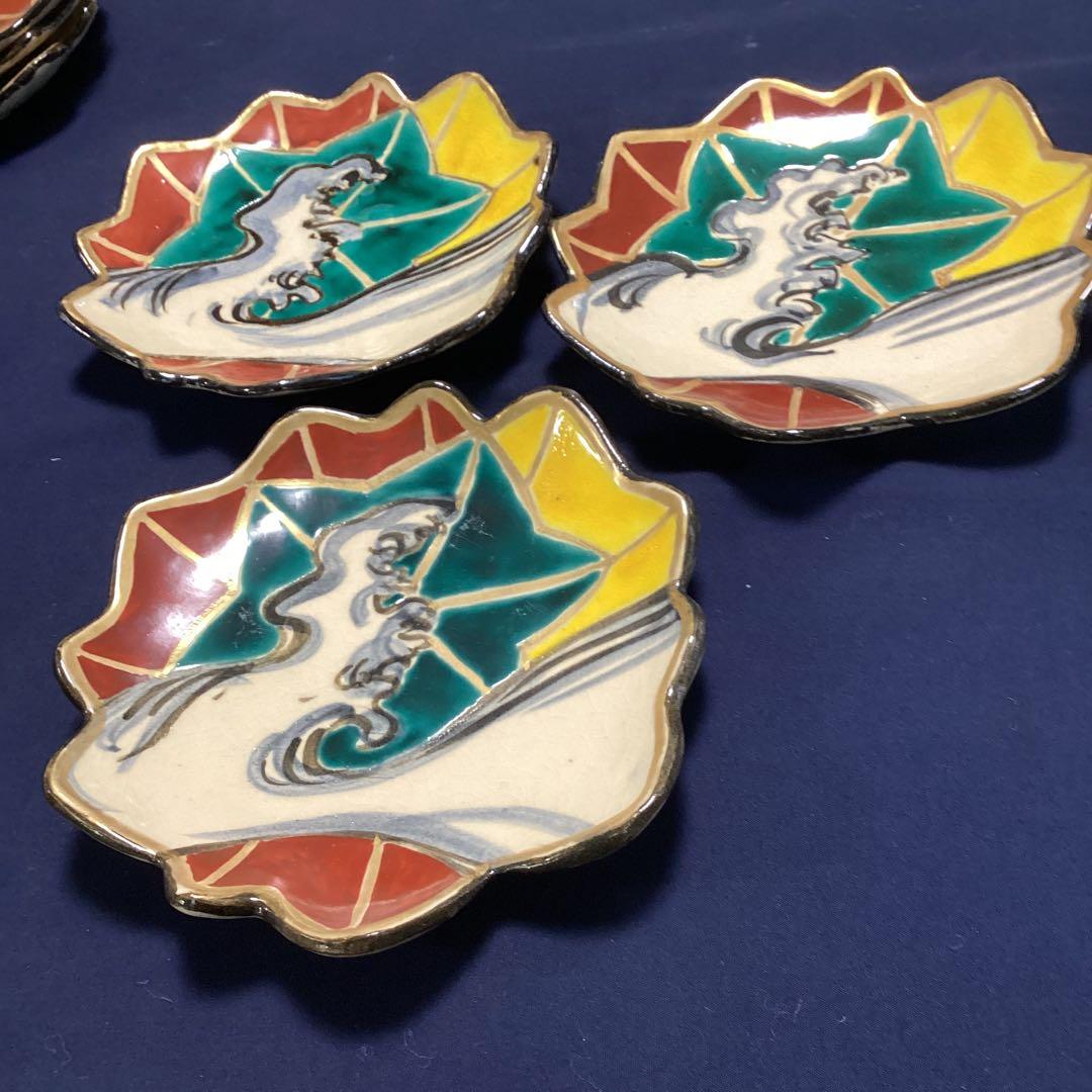 淵金京焼乾山写立田川向付12客　　山澤松篁作　新品未使用