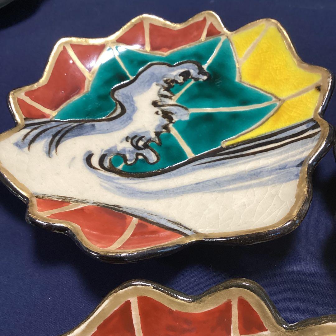 淵金京焼乾山写立田川向付12客　　山澤松篁作　新品未使用