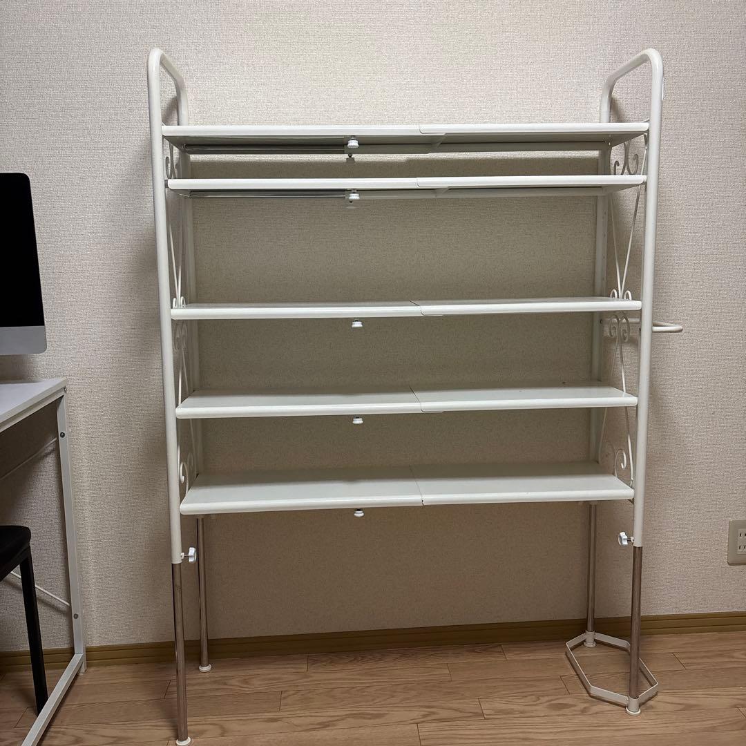 シューズラック　ホワイト スチール製 5段ラック