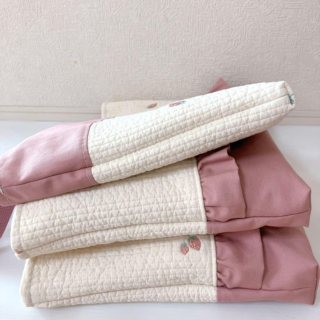 レッスンバッグ 上履き入れ　体操服袋　ヌビ　いちご刺繍