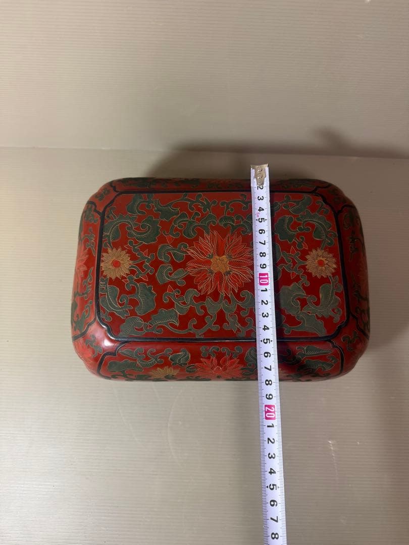 2925 時代　唐物　花文　四方　蓋物　菓子器