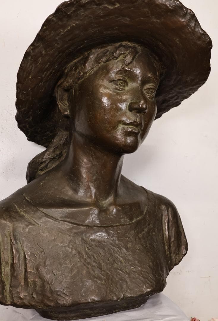 【真作】　日展彫刻作家　田畑功 作 ブロンズ像 胸像　重さ41㎏　BK001