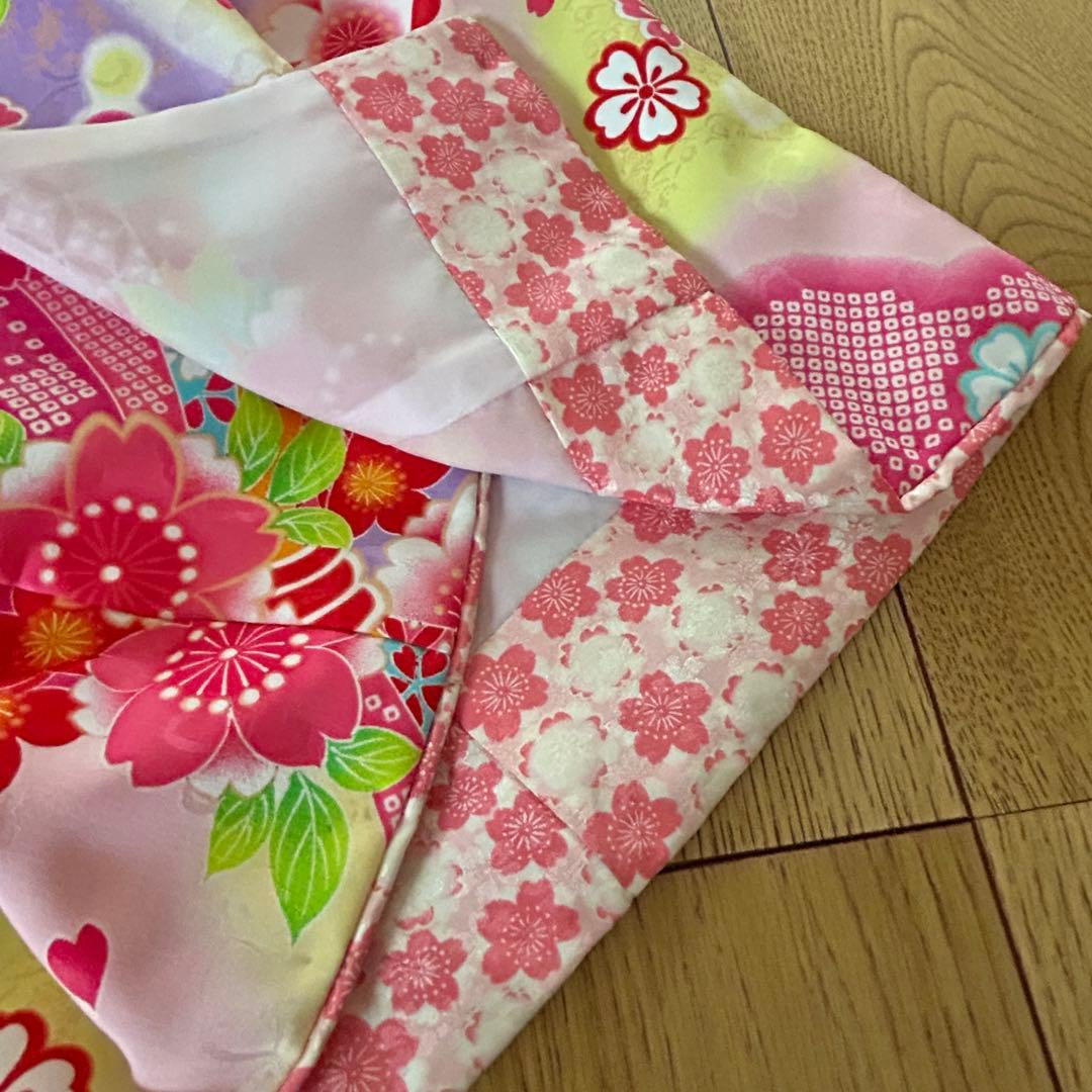 式部浪漫　着付け簡単腰紐いらず七五三3歳被布セット赤ピンク　日本製