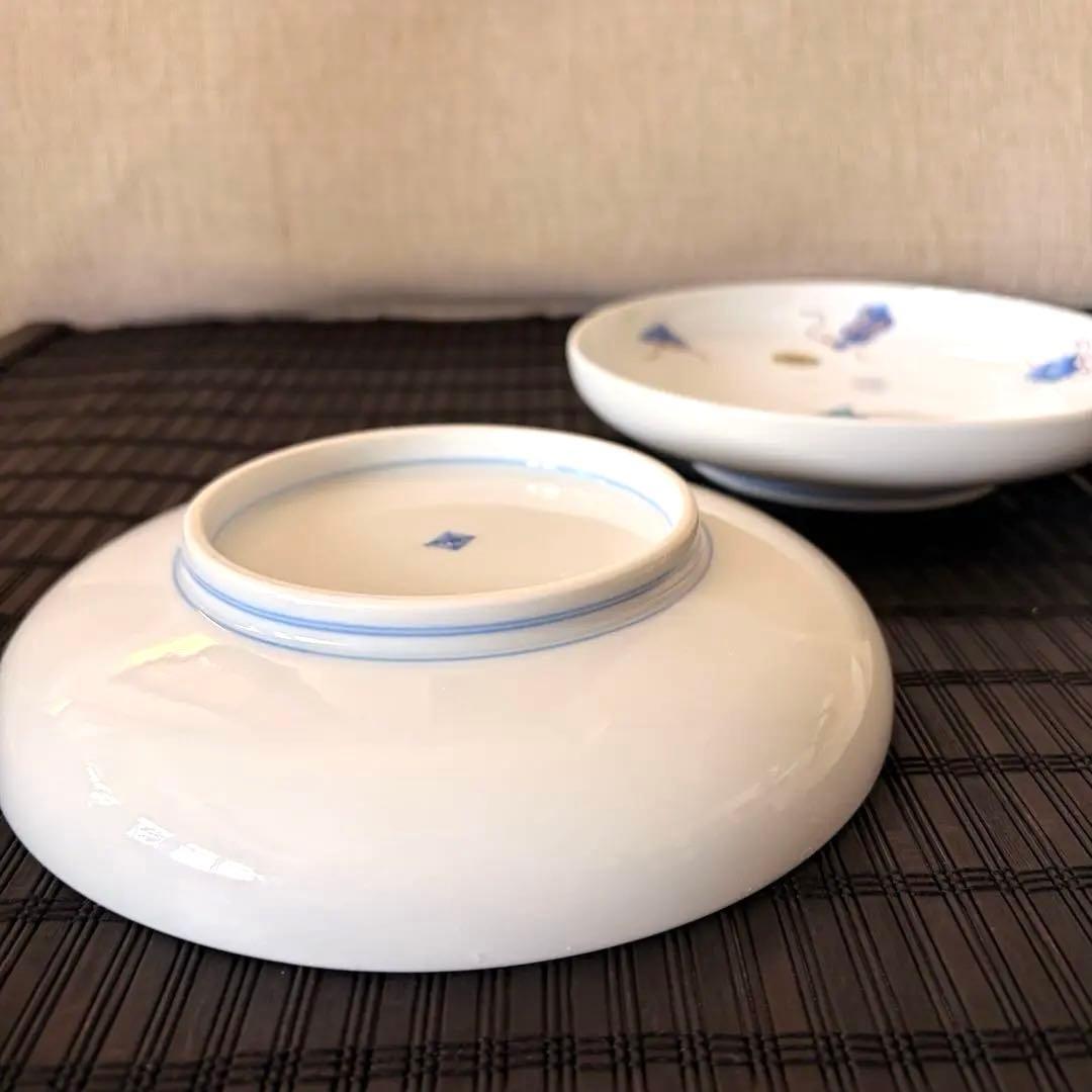 【未使用品】【伊万里鍋島焼】畑萬陶苑 手描き 宝尽くし文 盛皿 中皿 2枚