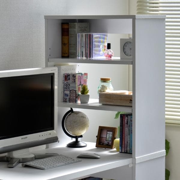 【新品・送料無料】パソコンデスク L字型 本棚付き 学習机 書斎机 ホワイト