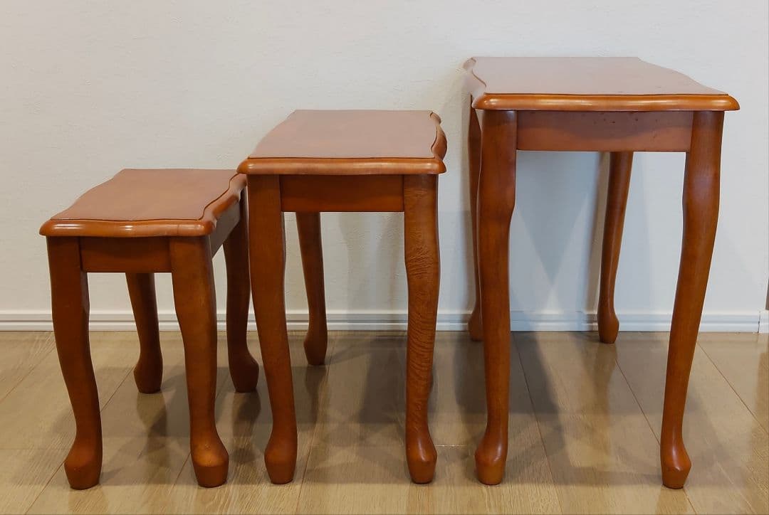 猫脚 ネストテーブル サイドテーブル 木製 アンティーク調 3台セット 台 家具