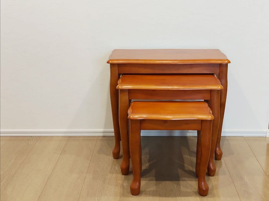 猫脚 ネストテーブル サイドテーブル 木製 アンティーク調 3台セット 台 家具