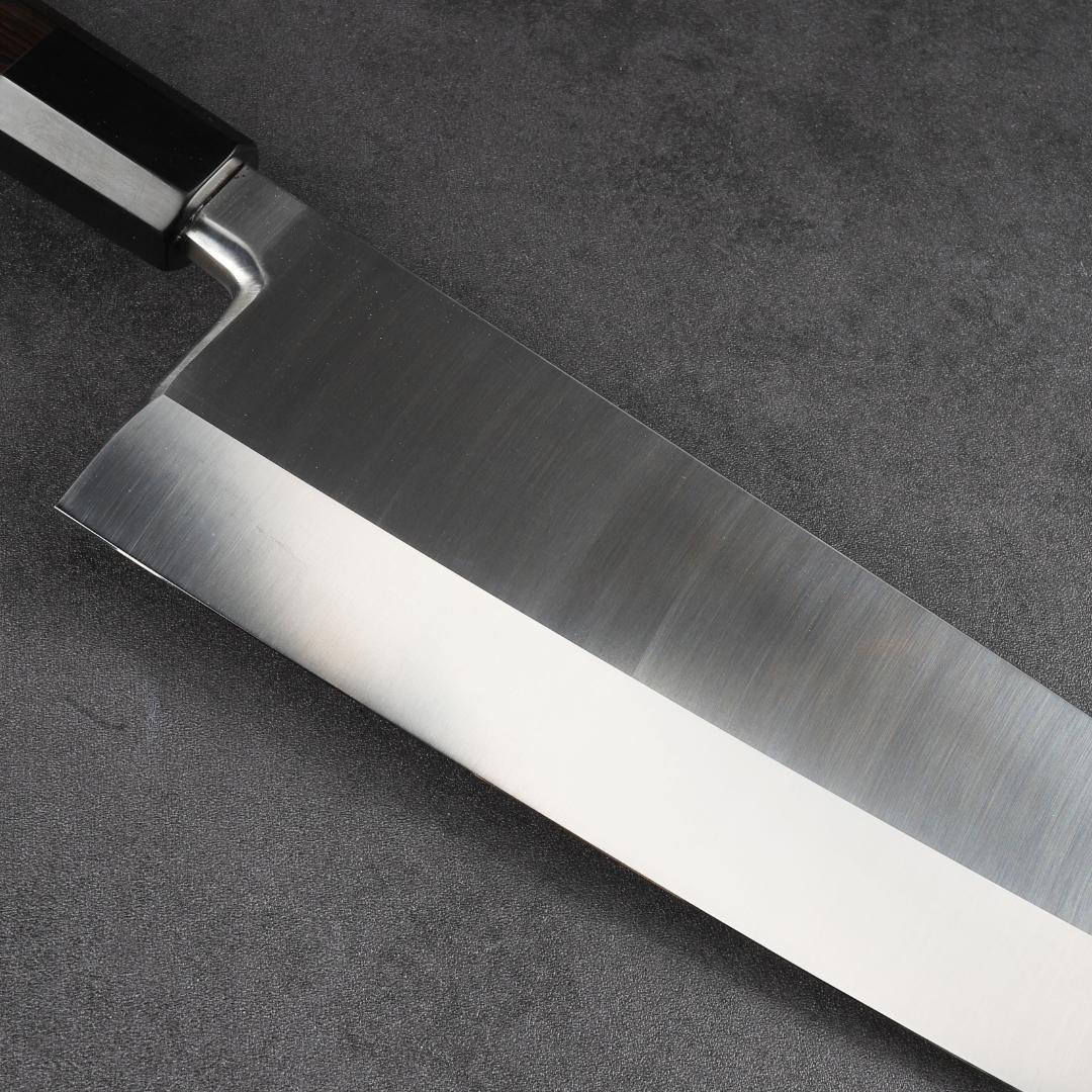 7270 究極の出刃包丁 尺 刺身包丁 解体包丁 黒檀黒水牛角一本銀巻八角柄