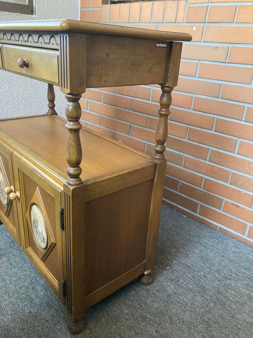 カリモク　キャビネット　チェスト　アンティーク調　ヴィンテージ　花台　電話台