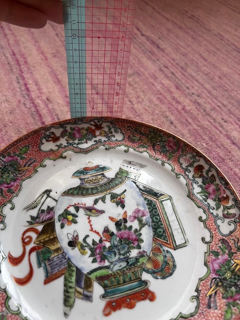 粉彩中国アンティークお皿@a50