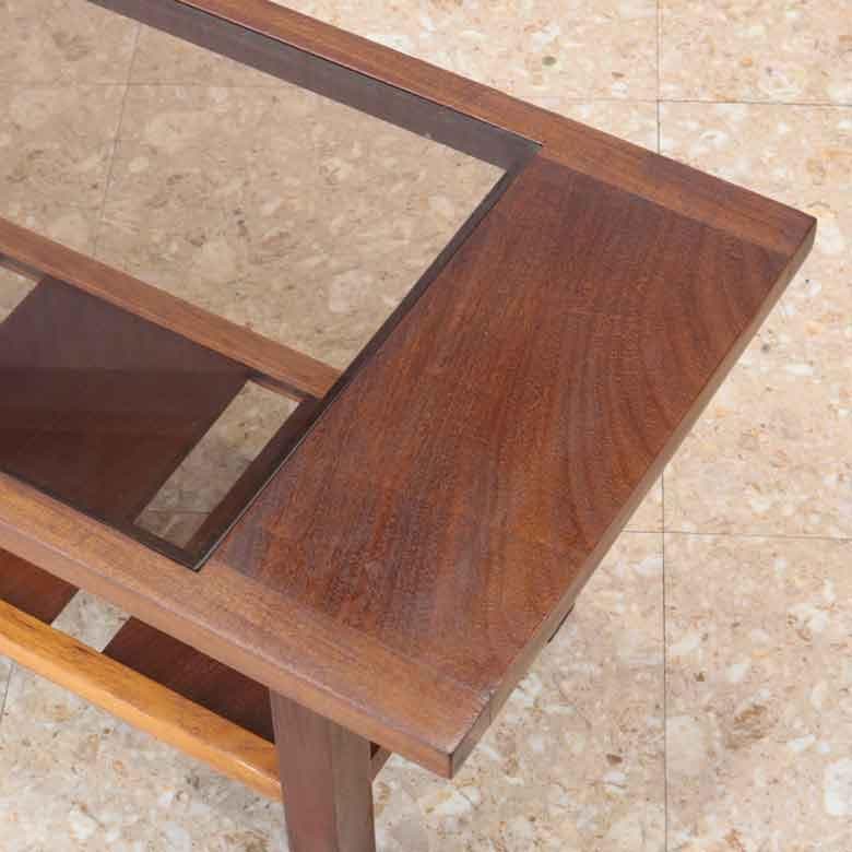 ガラストップテーブル ヴィンテージ コーヒーテーブル チーク