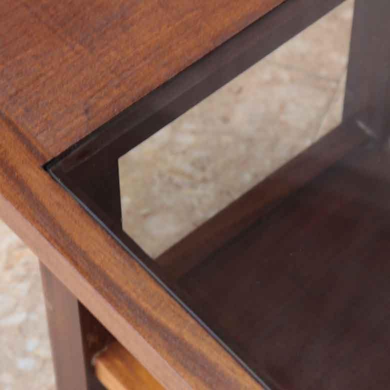 ガラストップテーブル ヴィンテージ コーヒーテーブル チーク