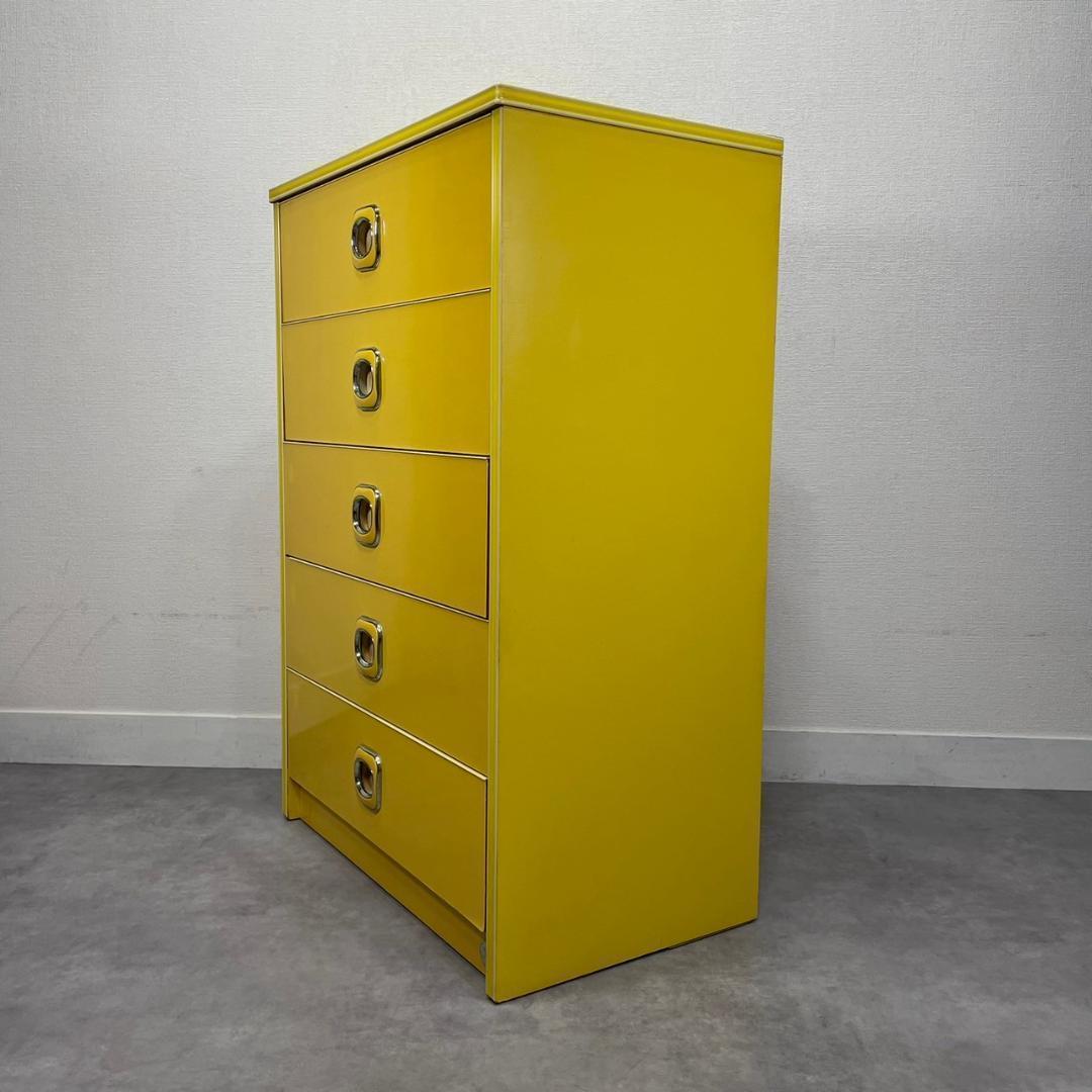 昭和レトロ チェスト イエロー タンス 5段 引き出し 収納 レトロ 黄