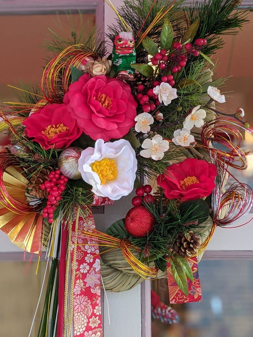 【年末セール中】お正月飾り❁しめ縄リース❁造花アレンジメント