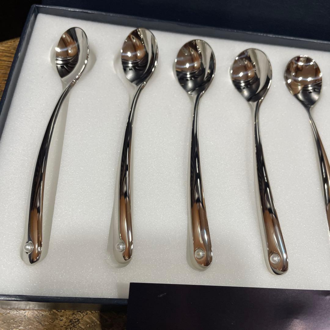 【新品未使用】MIKIMOTO パール付きティースプーン6本組