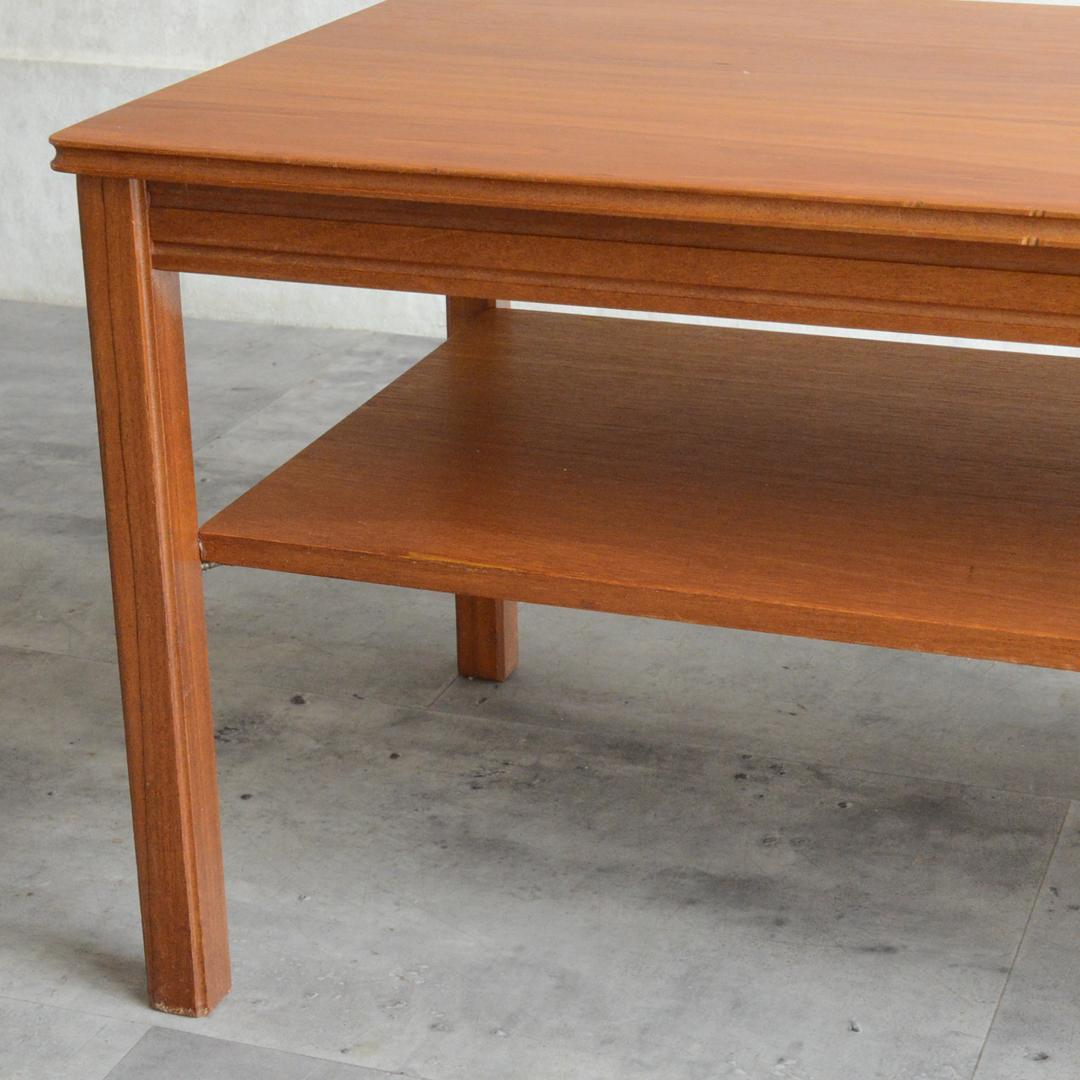 イギリスヴィンテージ チーク ローテーブル コーヒーテーブル 棚付き 再塗装済