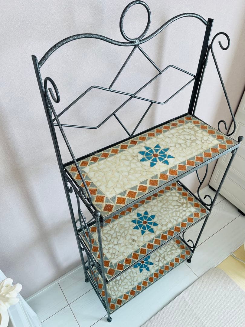 アイアンシェルフ　モザイク模様3段（引き取り歓迎）