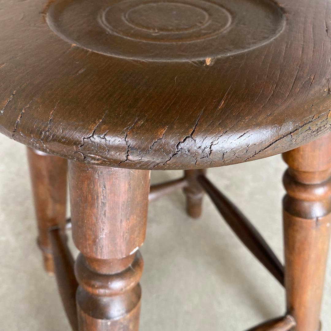 木製スツール　木製イス　花台　丸椅子　アンティーク　レトロ　b2