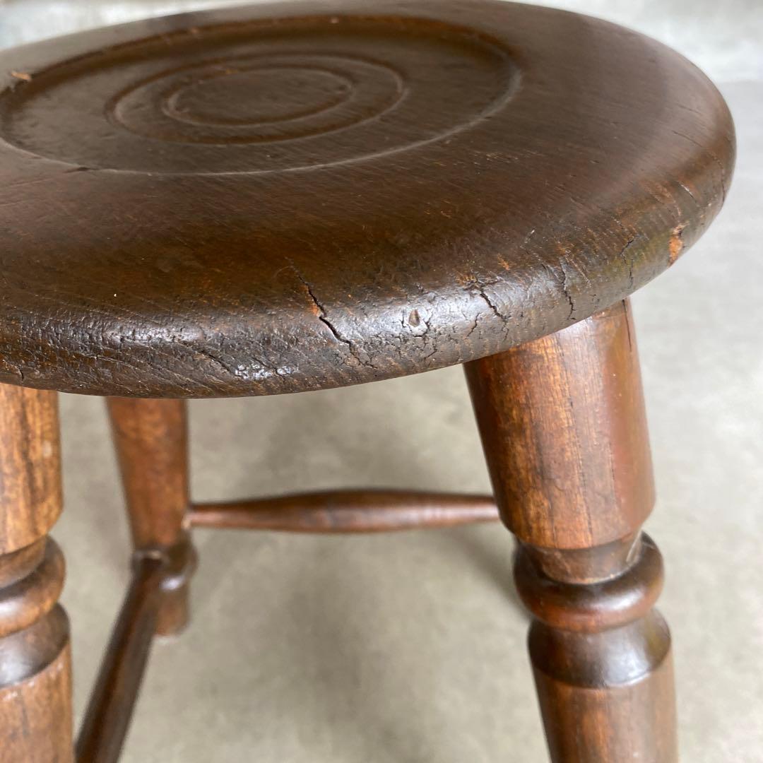 木製スツール　木製イス　花台　丸椅子　アンティーク　レトロ　b2