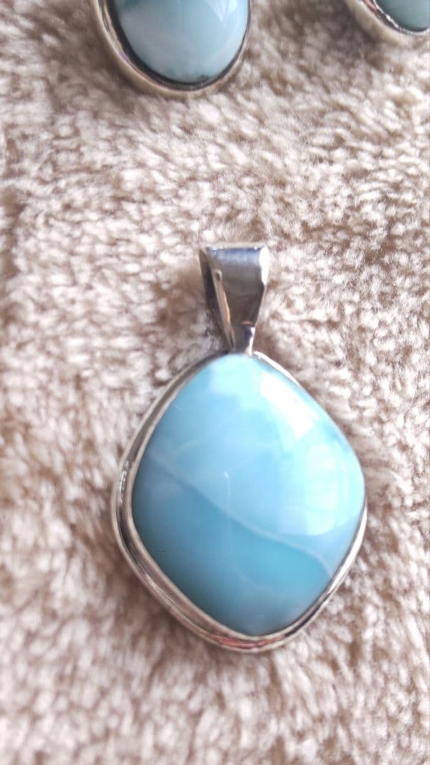 ラリマー925シルバーセット（ペンダント・ピアス）