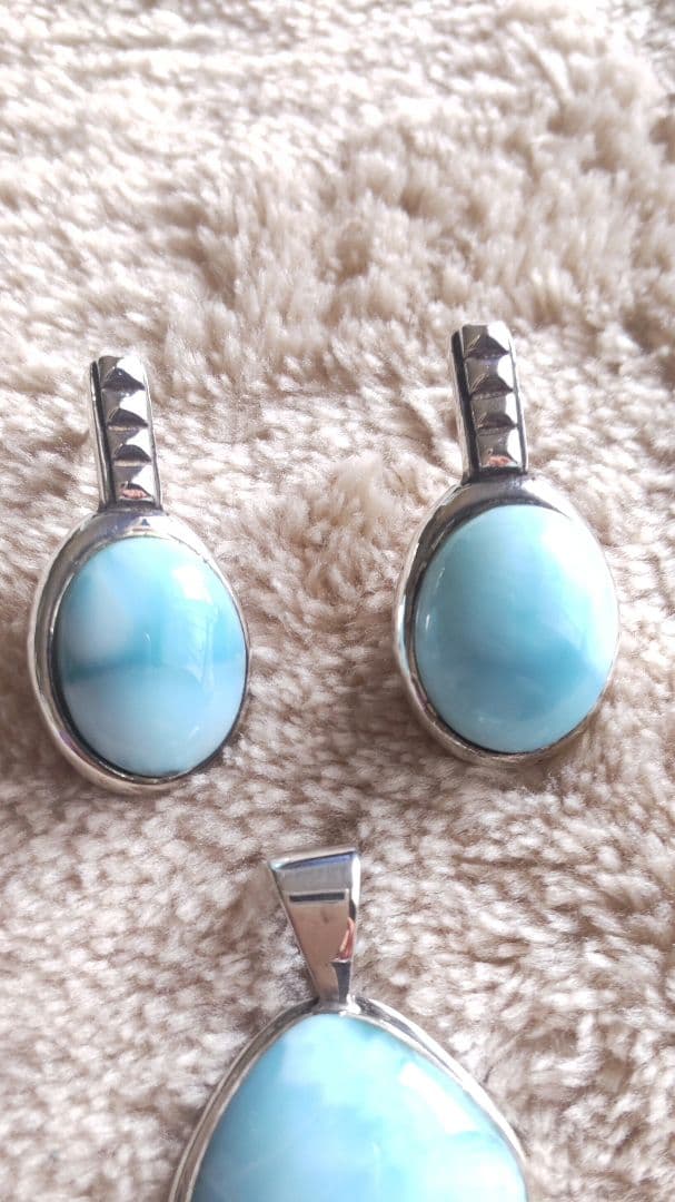 ラリマー925シルバーセット（ペンダント・ピアス）