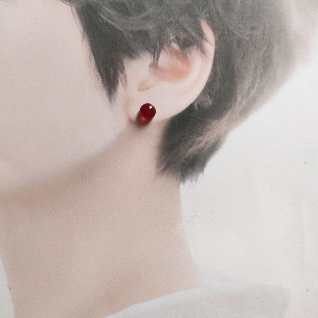 取引中　《レッド》*カラフルなガラスの大粒ピアス/イヤリング